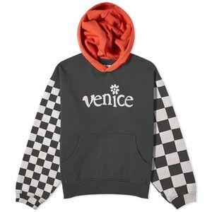 ERL VENICE CHECKERBOARD POPOVER HOODIE size Large